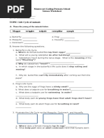 Montessori Gading Permata School Science Worksheet Name: - Level: - TOPIC: Life Cycle of Animals A. Maggot Wriggler Tadpole Caterpillar Nymph