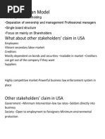 Anglo American Model: What About Other Stakeholders' Claim in USA