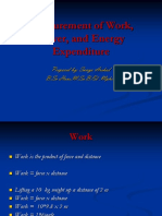 Measurement of Work, Power, and Energy Expenditure: Prepared By: Sonya Arshad B.SC Hons, M.SC, B.Ed, Mphill