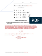 Projectile Motion Problem Worksheet: Answer Key