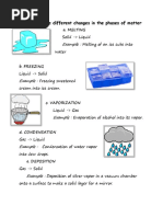 I. Identify The Different Changes in The Phases of Matter: Example