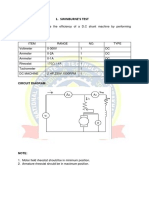 Swinburne'S Test: AIM: To Pre-Determine The Efficiency of A D.C Shunt Machine by Performing