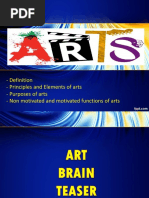 Definition - Principles and Elements of Arts - Purposes of Arts - Non Motivated and Motivated Functions of Arts