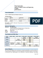 East West University: Department of Computer Science and Engineering Course Outline Spring 2019 Semester