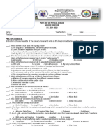 Post-Test On Physical Science Second Semester S.Y. 2019 - 2020