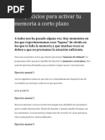 10 Ejercicios para Activar Tu Memoria A Corto Plazo