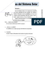 Ficha de Planetas Del Sistema Solar para Segundo de Primaria