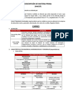 Descripcion de Materia Prima Haccp