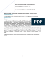 La Micro-Finance, Pauvreté Et Développement Durable en Algérie