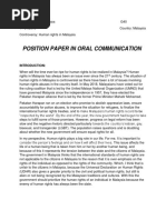 Position Paper in Oral Communication