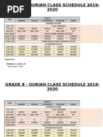 Grade 8 - Durian Class Schedule 2019-2020: Friendell S. Arias, LPT