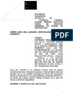 Modelo de Medida Cautelar de Embargo en Forma de Inscripcion Fuera de Proceso