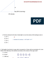 Physics Standard Level Paper 1 Monday 10 May 2010 (Morning) 45 Minutes