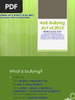 Anti-Bullying Act of 2013: Hyman Jay H. Blanco, Rcrim, MSCJ