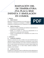 Determinación Del Perfil de Temperatura de Una Placa Semi Infinita y Simulación en Comsol