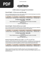 Griffith Institute of Language Price List (Dublin) General English - 15 Hours Per Week (Morning)