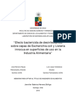 Efecto Bactericida de Desinfectantes Sobre Cepas de Escherichia Coli y Listeria Innocua