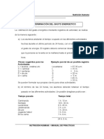 1 Determinación Del Gasto Energetico