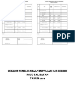 Ceklist Pemeliharaan Instalasi Air Bersih 4 X Sebulan