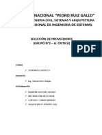 Preguntas Críticas - Seleccion de Proveedores