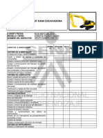 Check List para Excavadora: Lugar Y Fecha: 08 de Mayo Del 2019