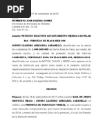 Solicitud de Levantamiento Medida Cautelar Vehiculo