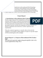 Contents:: Project Report 1. Introduction To Recombinant DNA Technology