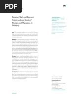 Emotion Work and Burnout: Cross-Sectional Study of Nurses and Physicians in Hungary