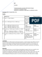 Lab Report: Experiment 3: Title: Classification of Chemical Reactions Aim