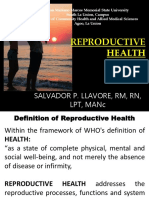 Reproductive Health: Salvador P. Llavore, RM, RN, LPT, Manc