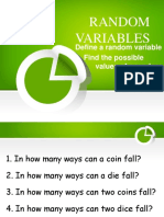 Random Variables: Define A Random Variable Find The Possible Values of A Random Variable