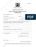 Kenya Primary School Leaving Certificate: Republic of Kenya - Ministry of Education