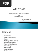 Power Point Presentation ON Bio Battery: by Vaibhav