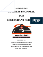 Business Proposal FOR Restaurant Service: Assignment On