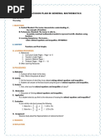 Daily Lesson Plan in General Mathematics