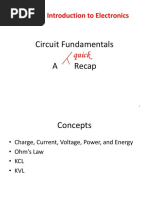 Esc201: Introduction To Electronics: Circuit Fundamentals A Recap