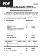 Khadi & Village Industries Commission Project Profile For Gramodyog Rojgar Yojana Bamboo Article Manufacturing Unit