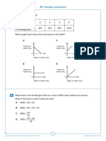 IBT Sample Questions: Depth of Water (CM) Volume of Water in The Jug (ML)