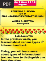 Remedios S. Reyno MT 11 Pias - Gaang Elementary School Aurea S. Austria Principal II