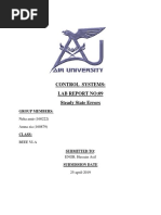 Control Systems: Lab Report No:09 Steady State Errors: Group Members