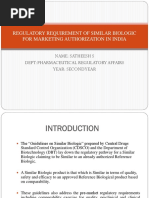 Regulatory Requirement of Similar Biologic For Marketing Authorization