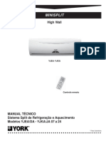 MINISPLIT. High Wall. MANUAL TÉCNICO Sistema Split de Refrigeração e Aquecimento Modelos YJEA - DA - YJKA - JA 07 A 24 YJEA - YJKA PDF