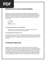 Spring Back in Sheet Metal Bending: Recylization Temperature