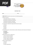 Monthly Test: Republic of The Philippines Region I Province of Ilocos Norte Junior High School