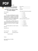 Process Costing Questionnaire Proper