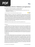 Applied Sciences: A Metasurfaces Review: Definitions and Applications