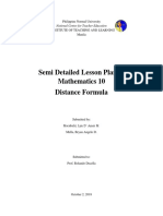 Semi Detailed Lesson Plan in Mathematics 10 Distance Formula