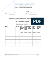 Department of Electrical Engineering: Application of Diodes (Zener &limiter Circuits 2)