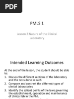 PMLS 1 Lesson 8 Nature of Clinical Lab