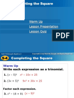 Solving Quadratic Equations by Completing The Square